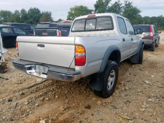 5TEGM92N72Z069772 - 2002 TOYOTA TACOMA DOU SILVER photo 4