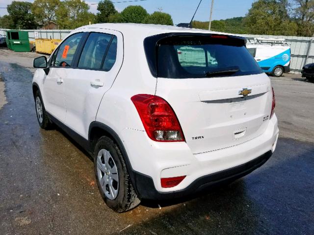 3GNCJKSB1HL262507 - 2017 CHEVROLET TRAX LS WHITE photo 3