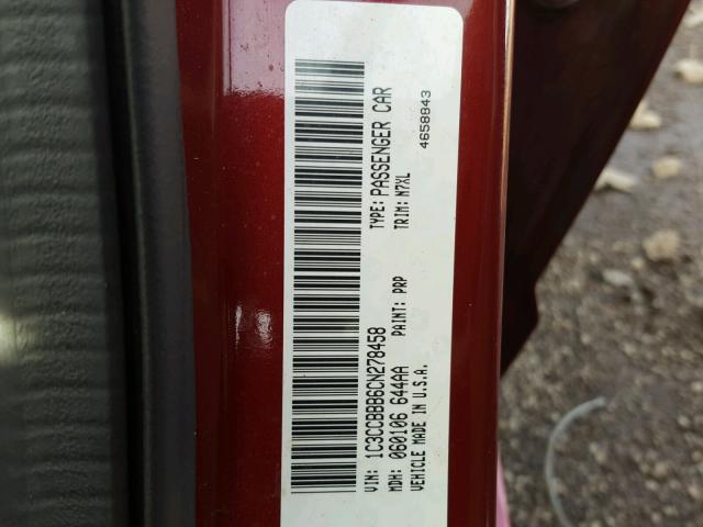 1C3CCBBB6CN278458 - 2012 CHRYSLER 200 TOURIN RED photo 10