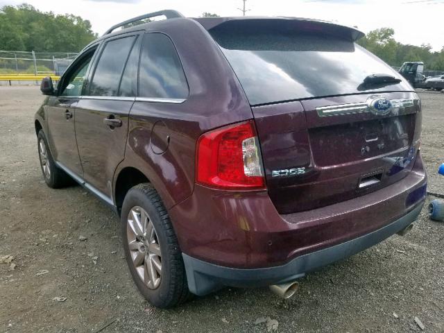 2FMDK3KC0BBA81423 - 2011 FORD EDGE LIMIT RED photo 3