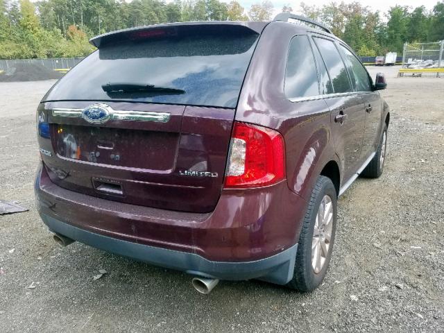 2FMDK3KC0BBA81423 - 2011 FORD EDGE LIMIT RED photo 4