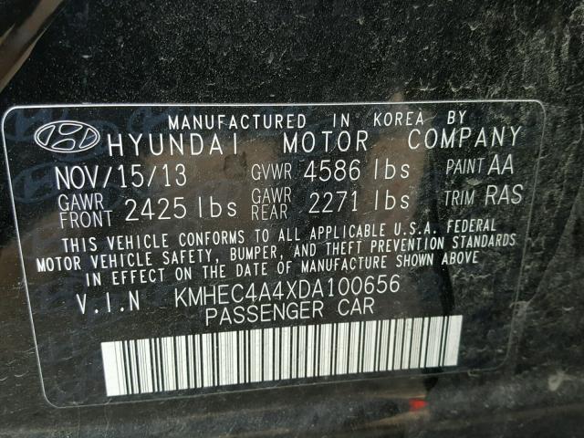 KMHEC4A4XDA100656 - 2013 HYUNDAI SONATA HYB BLACK photo 10