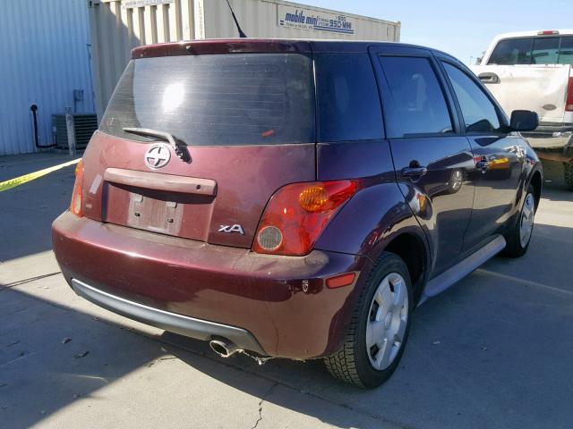 JTKKT624450089154 - 2005 TOYOTA SCION XA MAROON photo 4