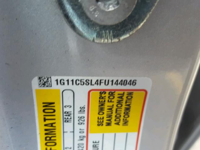 1G11C5SL4FU144046 - 2015 CHEVROLET MALIBU 1LT SILVER photo 10