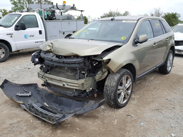 2FMDK4KC9DBB55379 - 2013 FORD EDGE LIMIT GREEN photo 2