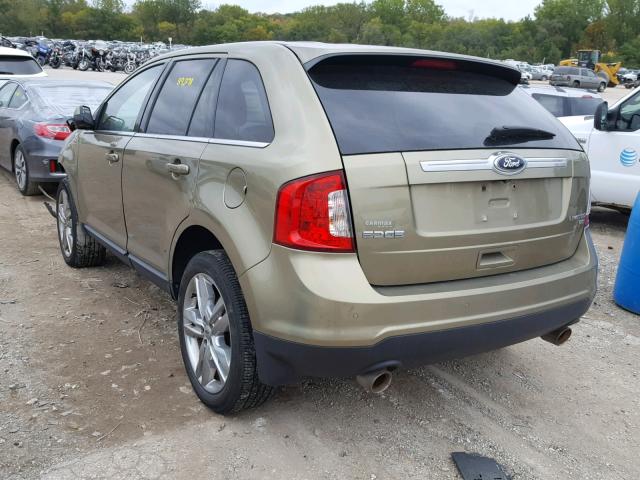 2FMDK4KC9DBB55379 - 2013 FORD EDGE LIMIT GREEN photo 3