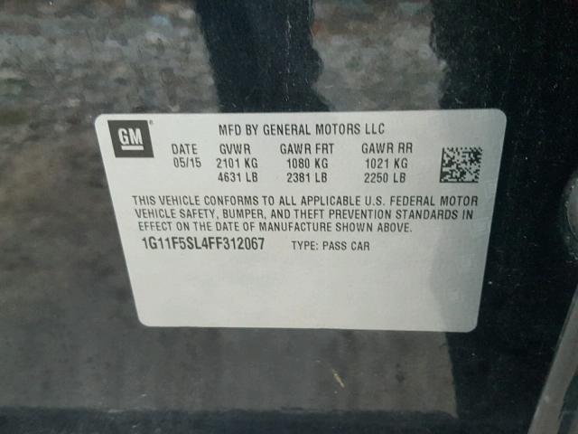 1G11F5SL4FF312067 - 2015 CHEVROLET MALIBU LTZ 黑色 照片 10