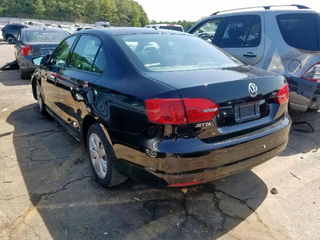 3VW2K7AJ8BM379071 - 2011 VOLKSWAGEN JETTA BASE BLACK photo 3