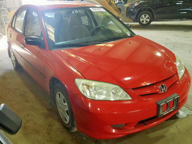 1HGES16355L020162 - 2005 HONDA CIVIC DX V RED photo 1