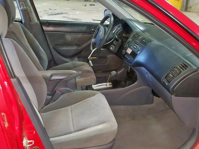 1HGES16355L020162 - 2005 HONDA CIVIC DX V RED photo 5