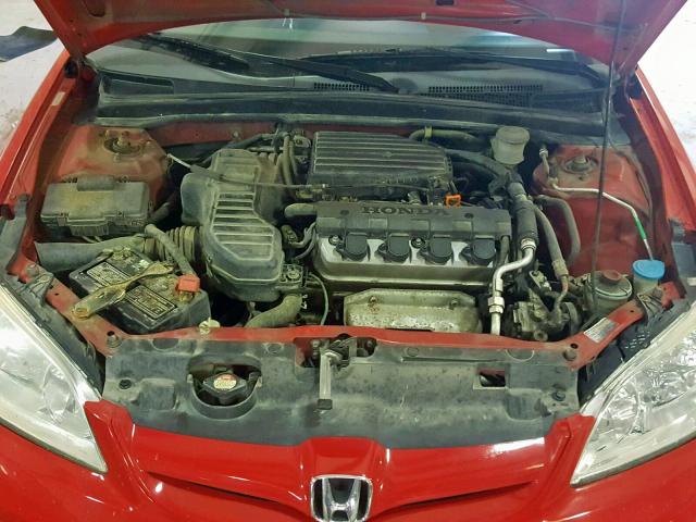 1HGES16355L020162 - 2005 HONDA CIVIC DX V RED photo 7