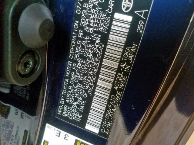 JTKJF5C74D3052642 - 2013 TOYOTA SCION TC ლურჯი ფოტო 10