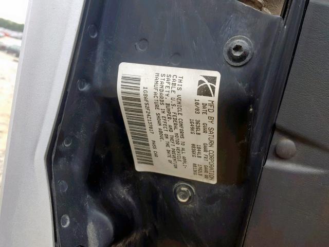 1G8AF52F24Z137017 - 2004 SATURN ION LEVEL SILVER photo 10