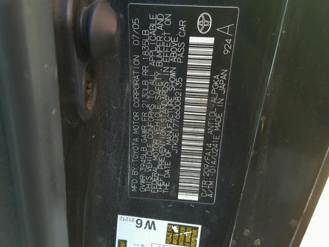 JTKDE177660082135 - 2006 TOYOTA SCION TC გრაფიტი ფოტო 10