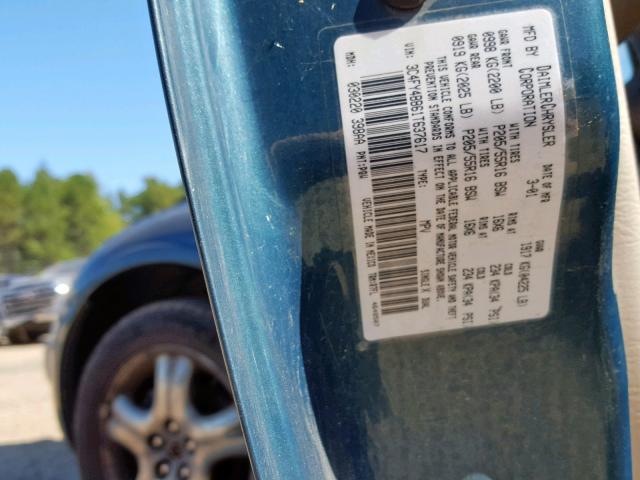 3C4FY4BB61T637617 - 2001 CHRYSLER PT CRUISER GREEN photo 10