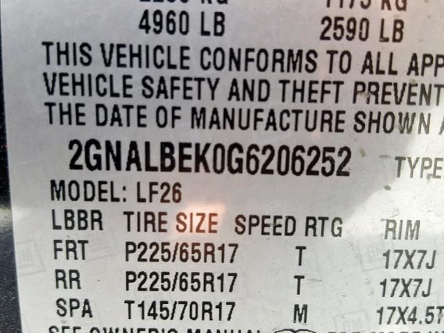 2GNALBEK0G6206252 - 2016 CHEVROLET EQUINOX LS GRAY photo 10