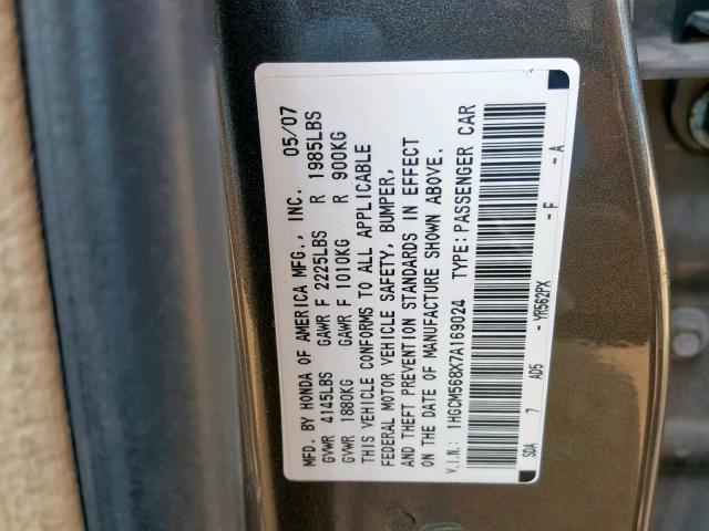 1HGCM568X7A169024 - 2007 HONDA ACCORD EX BROWN photo 10