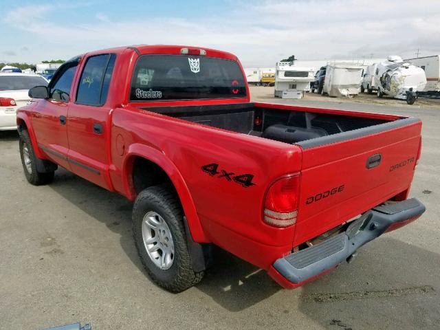 1D7HG38N63S368309 - 2003 DODGE DAKOTA QUA RED photo 3