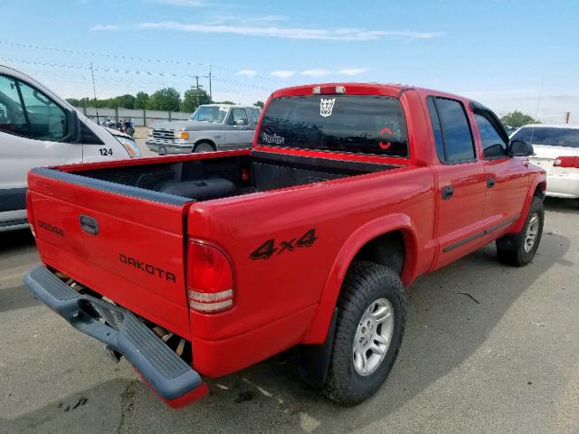 1D7HG38N63S368309 - 2003 DODGE DAKOTA QUA RED photo 4