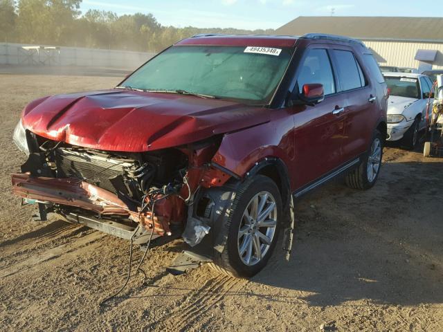 1FM5K8F86GGC15407 - 2016 FORD EXPLORER L MAROON photo 2