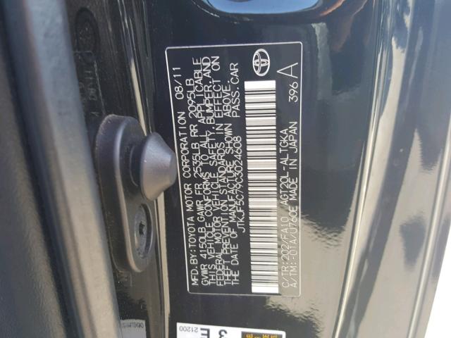 JTKJF5C79C3024608 - 2012 TOYOTA SCION TC 黑色 照片 10