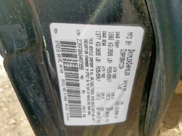 2C8GF68434R373552 - 2004 CHRYSLER PACIFICA BLACK photo 10