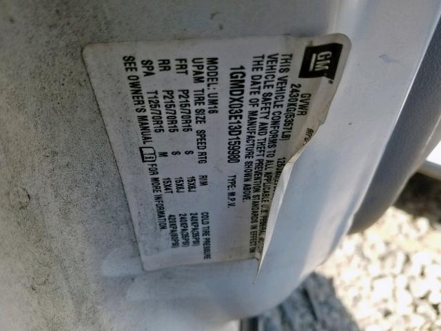 1GMDX03E13D159980 - 2003 PONTIAC MONTANA WHITE photo 10