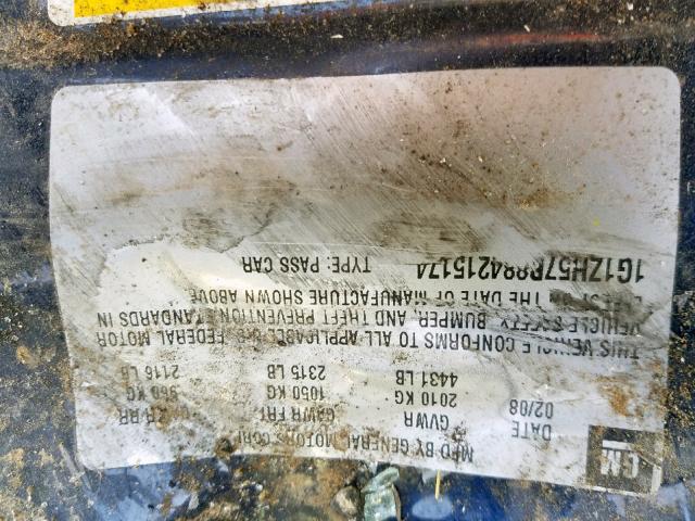 1G1ZH57B884215174 - 2008 CHEVROLET MALIBU 1LT BLUE photo 10