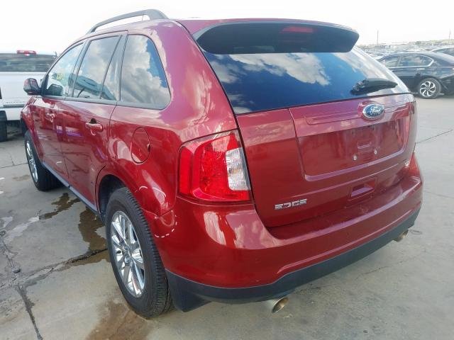 2FMDK3JC1DBB64315 - 2013 FORD EDGE SEL RED photo 3