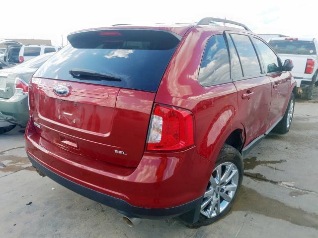 2FMDK3JC1DBB64315 - 2013 FORD EDGE SEL RED photo 4