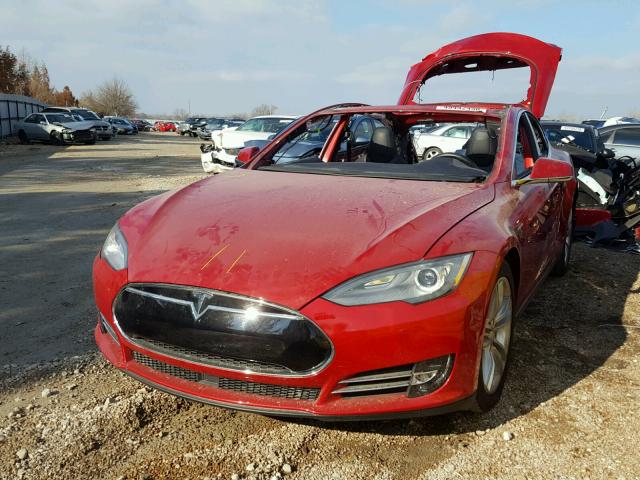 5YJSA1H25FF098034 - 2015 TESLA MODEL S 85 RED photo 2