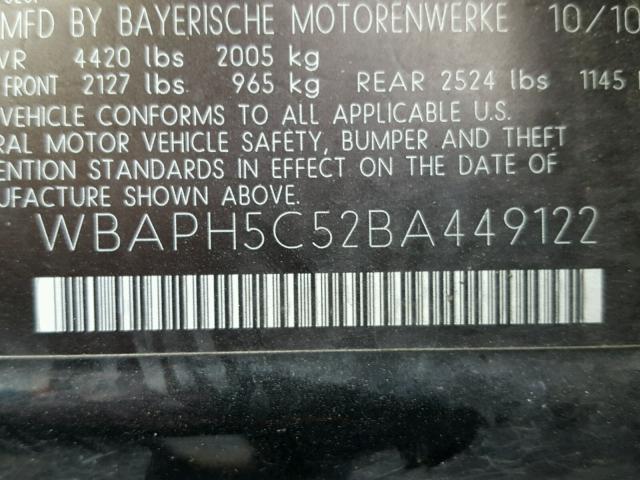 WBAPH5C52BA449122 - 2011 BMW 328 I SULE BLACK photo 10