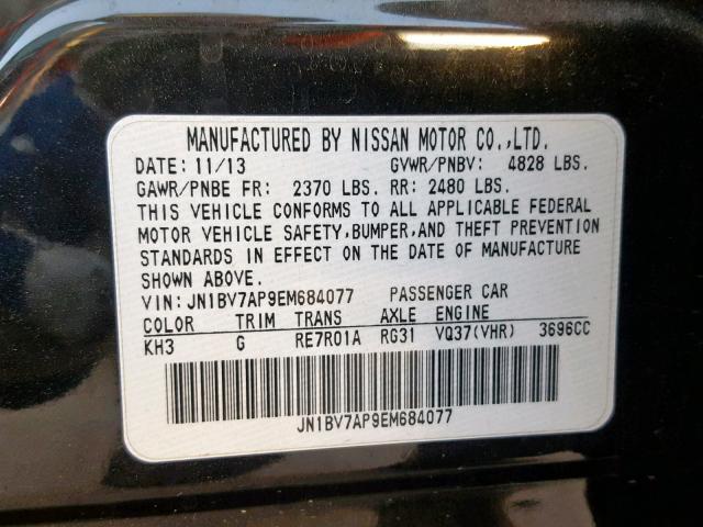 JN1BV7AP9EM684077 - 2014 INFINITI Q50 BASE BLACK photo 10