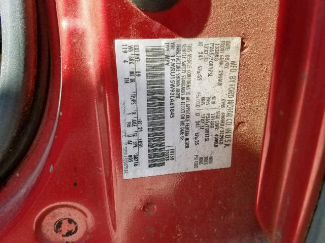 1FMRU15W93LA61845 - 2003 FORD EXPEDITION RED photo 10