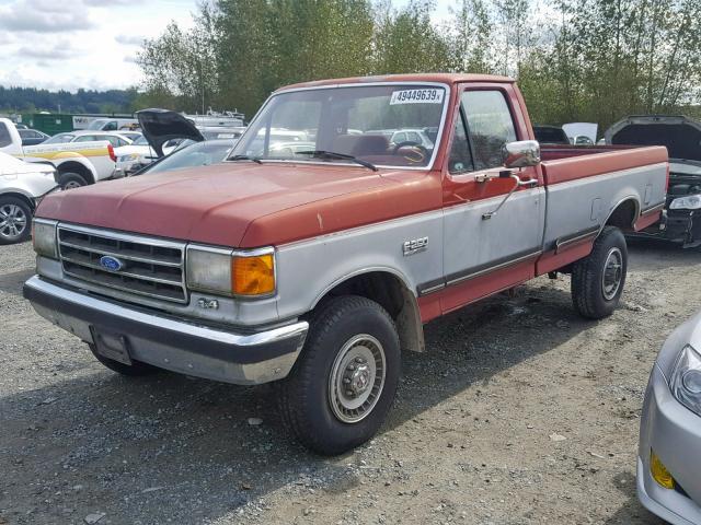 1FTHF26G9KPB11822 - 1989 FORD F250 RED photo 2