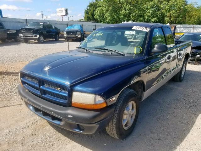 1B7GL22X7YS593044 - 2000 DODGE DAKOTA BLUE photo 2