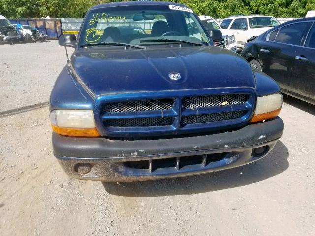 1B7GL22X7YS593044 - 2000 DODGE DAKOTA BLUE photo 9