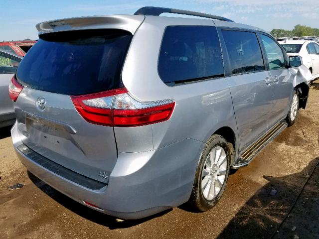 5TDJK3DC8FS120039 - 2015 TOYOTA SIENNA LE SILVER photo 4