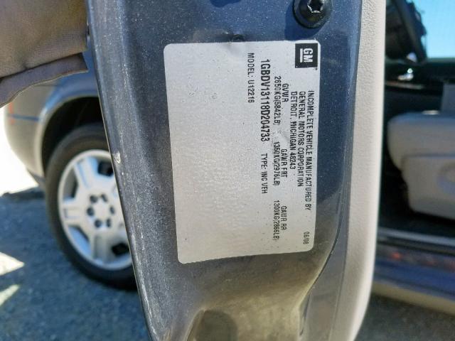 1GBDV13118D204733 - 2008 CHEVROLET UPLANDER I ლურჯი ფოტო 10