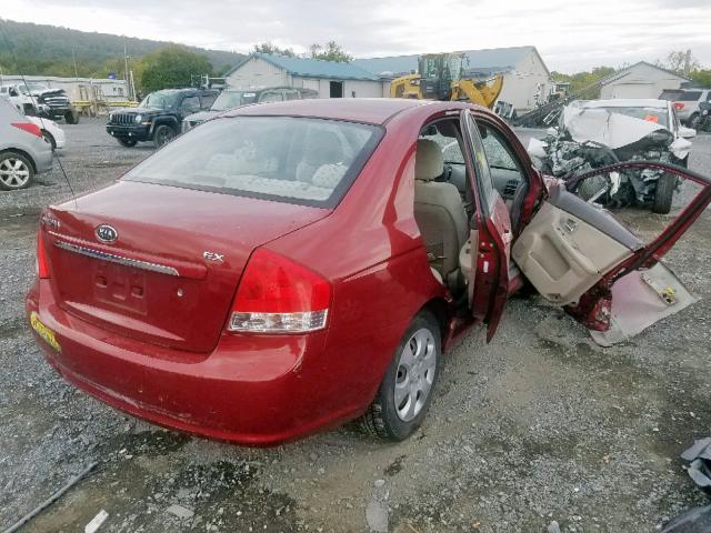 KNAFE222795665366 - 2009 KIA SPECTRA EX MAROON photo 4