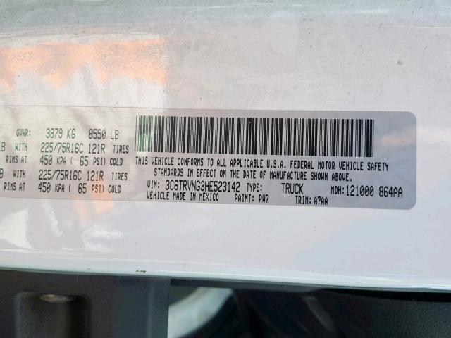 3C6TRVNG3HE523142 - 2017 RAM PROMASTER 白色 照片 10