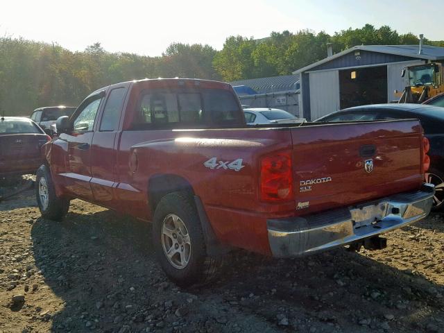 1D7HW42K06S607655 - 2006 DODGE DAKOTA SLT RED photo 3