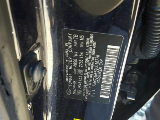 KMHGC46E59U016776 - 2009 HYUNDAI GENESIS 3. BLUE photo 10