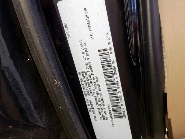 4S3BH815747610954 - 2004 SUBARU LEGACY OUT BLACK photo 10