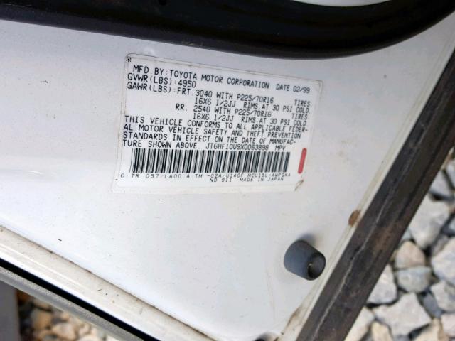 JT6HF10U9X0063898 - 1999 LEXUS RX 300 WHITE photo 10