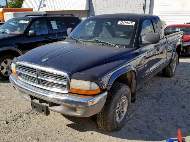 1B7GG22N4YS547710 - 2000 DODGE DAKOTA BLUE photo 2