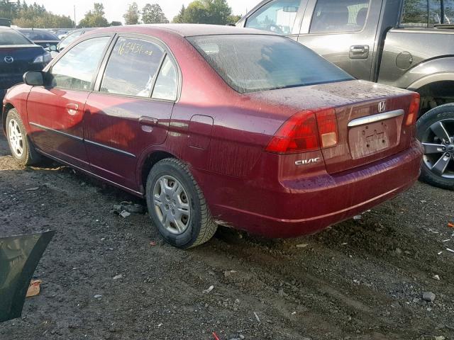 2HGES16432H927574 - 2002 HONDA CIVIC DX BURGUNDY photo 3