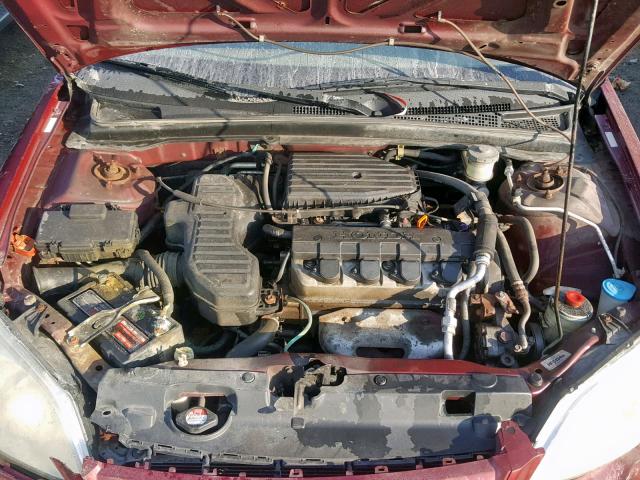 2HGES16432H927574 - 2002 HONDA CIVIC DX BURGUNDY photo 7