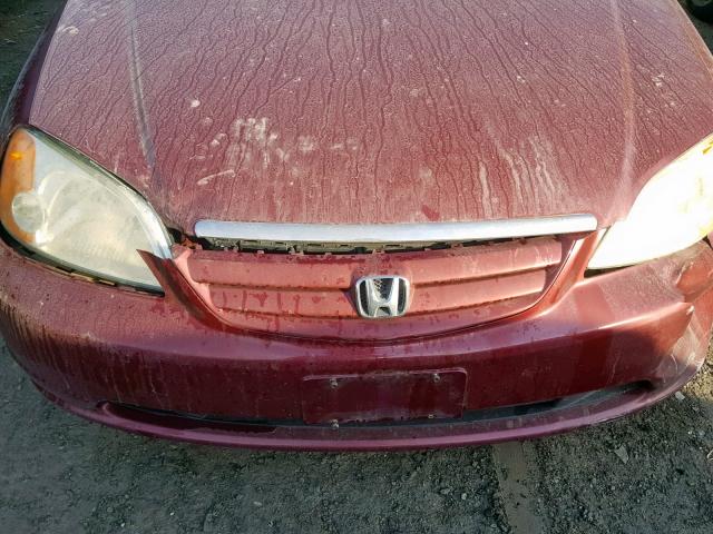 2HGES16432H927574 - 2002 HONDA CIVIC DX BURGUNDY photo 9