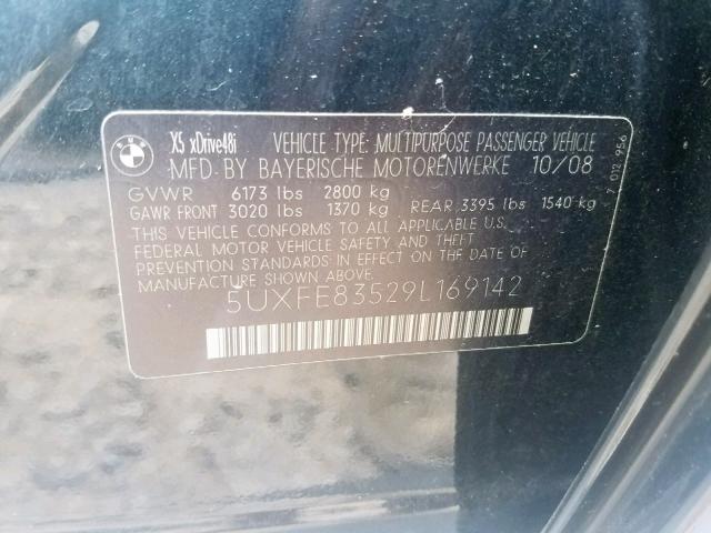 5UXFE83529L169142 - 2009 BMW X5 XDRIVE4 BLACK photo 10